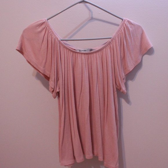 Flowy Light Pink Off The Shoulder Top - Picture 3 of 3